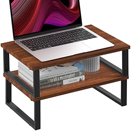 מעמד צג עץ מעמד מחשב עבור שולחן צג משכים מדף 2 מארז מעמד מחשב נייד משכים מחשב מדפסת מעלית מחזיק