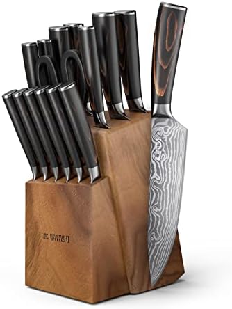 יאטושי 13 סט סכינים סט - סכין מטבח פרו אולטרה חד נירוסטה פחמן גבוהה עם ידית ארגונומית