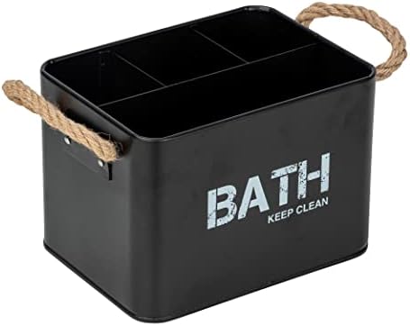 קופסת אמבטיה של וונקו גארה עם 4 תאים קופסת אחסון פלדה שחורה 19 x 12.5 x 13 סמ שחור