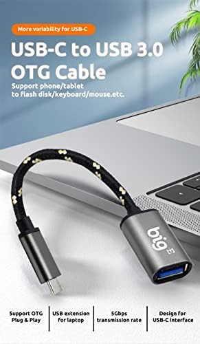 BIG-E USB C ל- USB 3.0 מתאם OTG נקבה התואם ל- Xiaomi Redmi Note 9T 5G עבור USB מלא ב- Thunderbolt קלוע 3