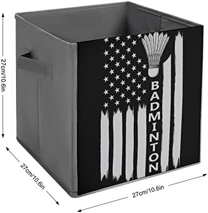 בדמינטון עם קוביות אחסון דגל אמריקאי עם ידיות פחי בד מתקפלים המארגנים סלים לארון מדפים