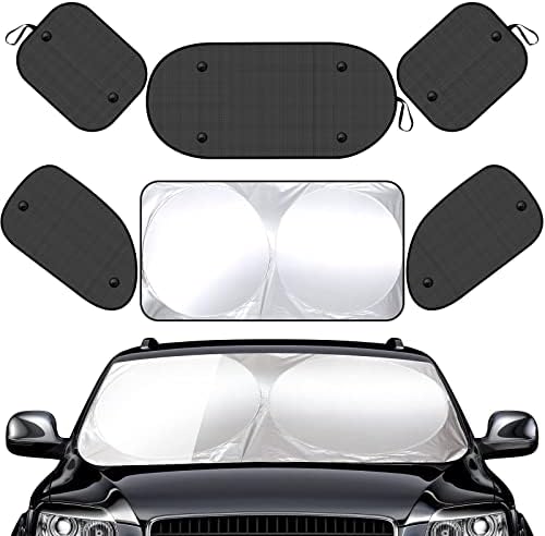 Tallew 6 חתיכות UV הגנה על מכונית גווני חלון גוונים, כולל גוון שמשה קדמית של מגן שמש, 4 צד קדמי אחורי