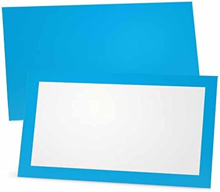 בהיר כחול מקום כרטיסים-שטוח או אוהל-10 או 50 חבילה - לבן ריק קדמי עם צבע גבול-מיקום שולחן שם ישיבה מכתבים