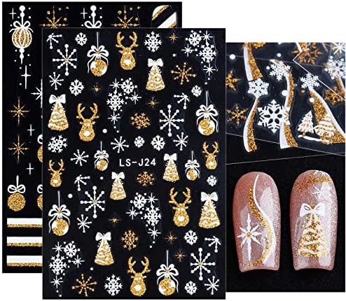 חג המולד נייל מדבקות, 9 גיליונות דביק נייל מדבקות איילים פתיתי שלג חורף נייל אמנות קישוט אספקת עיצוב