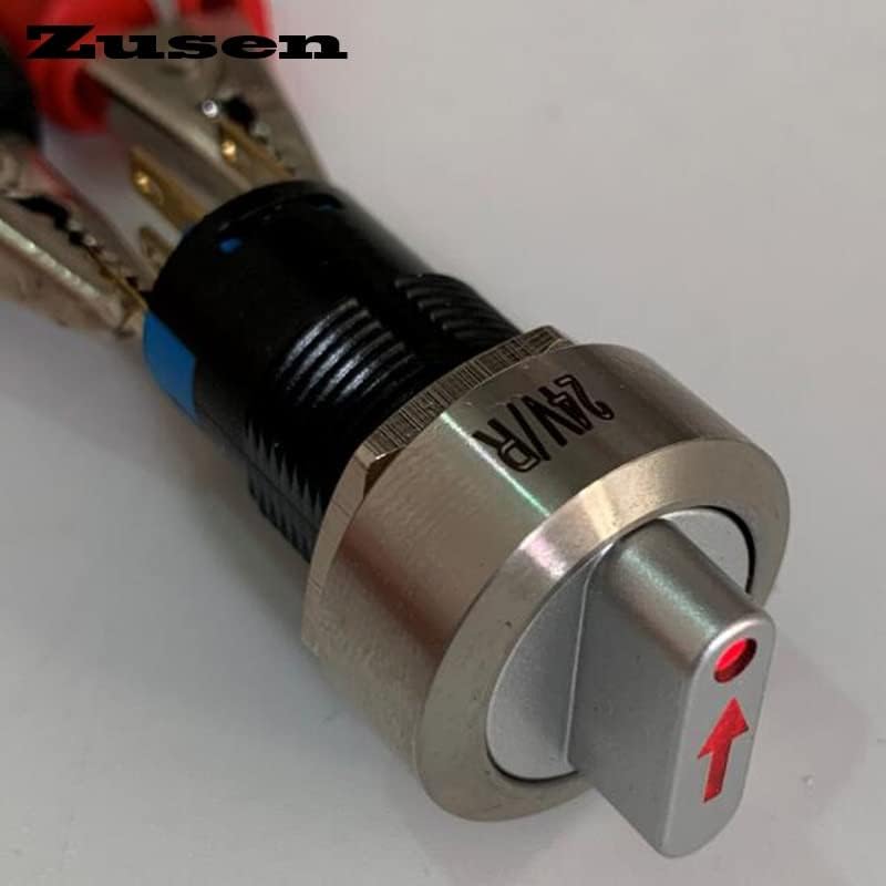 Zusen 16 ממ 2NO2NC בורר מתכת 3 פיקוח מנעול סמל חץ מואר מתג כפתור LED LED IP65 12V 24V 220V -