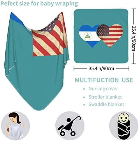 דגל ניקרגואה ודגל אמריקאי שמיכה לתינוק מקבלת שמיכה לעטיפת כיסוי חוט של תינוקות של תינוקות