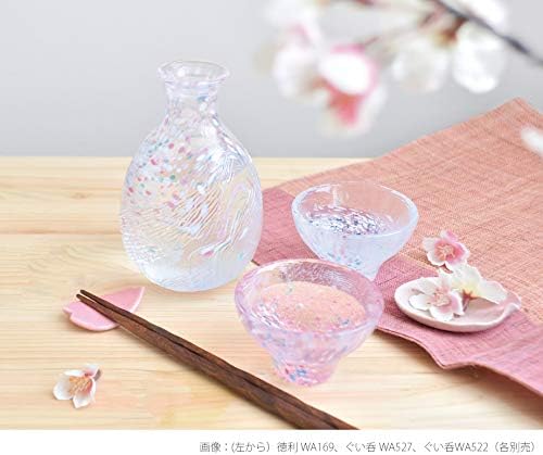 東洋 佐々 木 ガラス TOYO SASAKI GLASS WA169 SAKE CUP, TOKURI, מיוצר ביפן, ורוד וכחול, בערך. 8.5 פלורידה, חבילה של