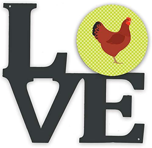 אוצרות קרוליין ב7669וולב ניו המפשייר עוף אדום ירוק יצירות אמנות קיר מתכת אהבה,