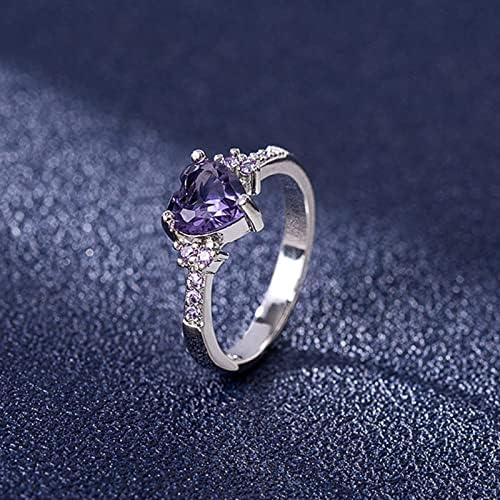 2023 חדש יהלומי זירקון לב בצורת אמטיסט טבעת נשים של סגנון זירקון טבעת תכשיטי תכשיטי נוער