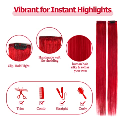 וינסקי אדום שיער הרחבות קליפ שיער טבעי- ישר מסיבת הבהרה קליפ על צבעוני שיער הרחבות 5 יחידות סט