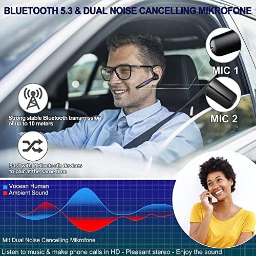 אוזניות Bluetooth עם מיקרופון, 48 שעות v5.3 אוזניות אלחוטיות דיבוריות אוזניות Bluetooth עבור