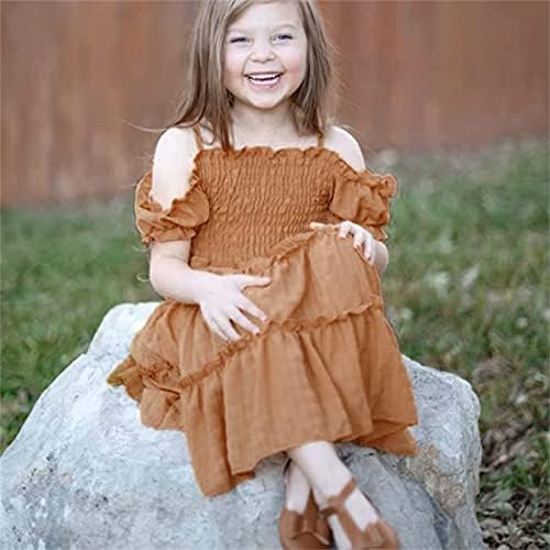 פעוט שמלות כתף 18 חודשים - 8 שנים שמלת נסיכה מסיבה לילדות קטנות