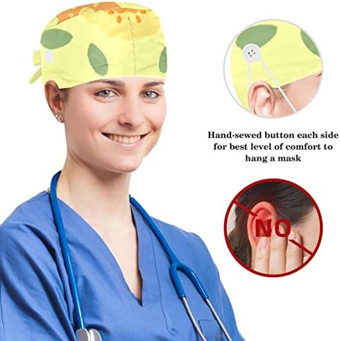 פרפר צבעוני עבודה כובע עם סרט זיעת כפתור כירורגית לשפשף כובע אחות שיער כיסוי