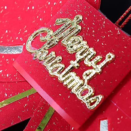 קישוט עץ חג המולד עניבת פרפר אדומה בגדול 13 סמ עם תליון פעמון כדורי זכוכית תלויים דקורטיביים