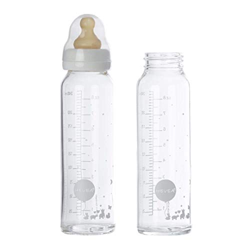 בקבוק תינוק זכוכית צוואר סטנדרטי-זרימה בינונית בקבוקי תינוק נגד קוליק 3-24 חודשים-ידידותי לסביבה,