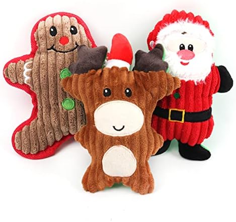 צעצועי חריקת קטיפה של Putybudy Pet, סדרת חג המולד לעיסה עמידה בפני נשיכה, לחתולי כלבים, צעצועים למתנות לחיזה חמודות