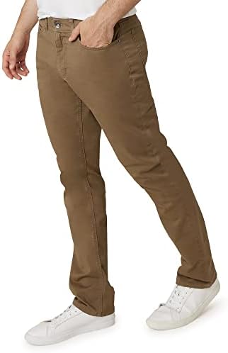 מכנסי חאקי לגברים של גברים - רזה מתאים נוחות נוחות 5 מכנסי כיס - צ'ינוס מזדמן עם פס מותניים לגברים