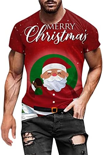 חולצות טריקו של ZDFER Mens חג המולד סנטה קלאוס חייל הדפסה צמרות שרוול קצר מצחיק חג המולד גרפיקה