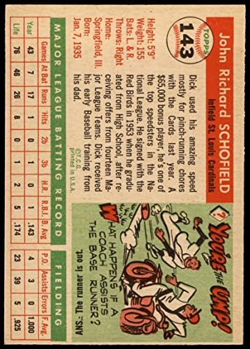 1955 טופס בייסבול 143 דיק שופילד סנט לואיס קרדינלים מצוינים