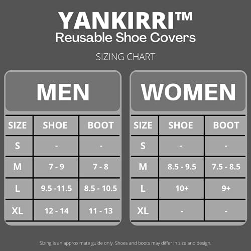Yankirrri ™ שחור פרמיום מנוני כיסויי נעלי נעלי: 1 x זוגות של כיסויי נעליים רחיצים לשימוש חוזר ומכונה