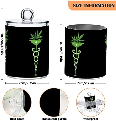 Yyzzh Marijuana Cannabis קנבוס קנבוס נחש ירוק 2 חבילה מתקן מחזיק QTIP למגוון כדורי כותנה של כותנה עגול