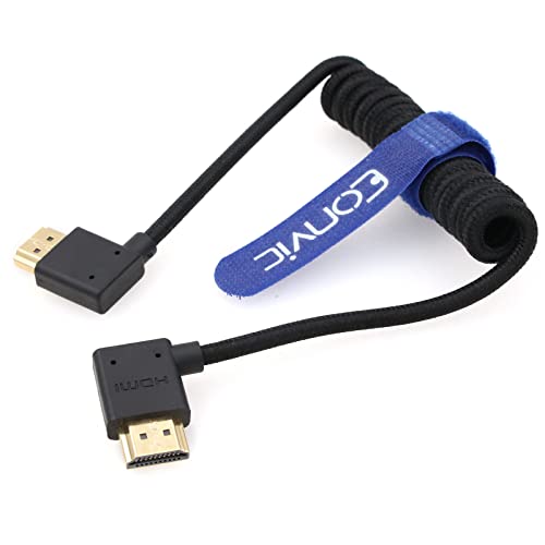 Eonvic 2.1 HDMI כבל מפותל 8K HDMI לכבל HDMI מהירות גבוהה HDMI דק זכר למאריך זכר כבל מפותל קלוע לאטומוס נינג'ה V,