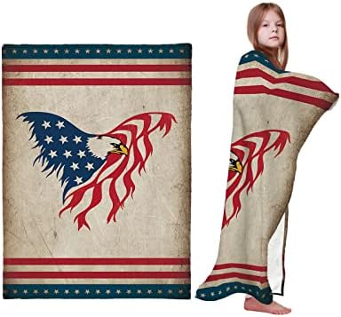 שמיכת תינוקות קטיפה שמיכת פעוטות רכה לבנים בנות וינטג 'דגל אמריקאי נושא פטריוט