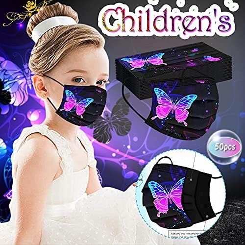 ג ' מטרי 50 מחשב ילדים חד פעמי פנים מסכת פרפר הדפסת שחור מסכת פנים כיסוי לנשימה נוח מסכת עבור ילד