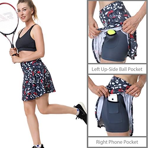 Xioker Women Skorts חצאיות עם כיסים, נשים מודפסות מחמיאות משקל קל לספורט טניס
