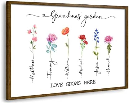 מתנות בהתאמה אישית לסבתא, שם הילדה של סבתא, פוסטר פרחים, ג'יג'י מימי גראמי ננה בהתאמה אישית פוסטר