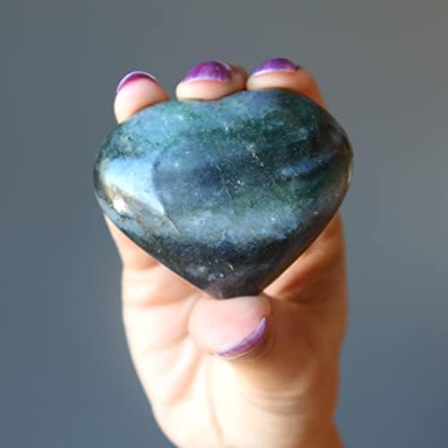 גבישי סאטן ירוקים אוונטורין לב הכרת תודה אהבה אבן 4.0-4.25 אינץ '