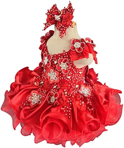 Jenniferwu G5888 RED DIBORDBORDBED BABY יילוד יילוד שמלת יום הולדת למסיבת הילדה הקטנה בגודל אדום בגודל 4T