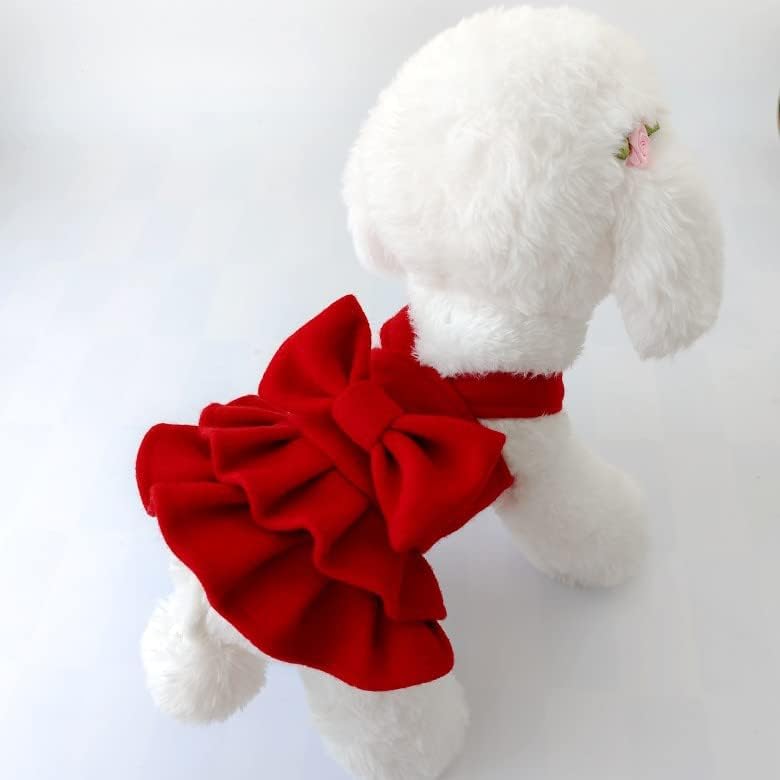 שמלות חג מולד של כלב, חצאית אדומה של חיות מחמד בגדי גור כלב חליפת סנטה כלב קפוצ'ונים חמים לבוש חתול חורף