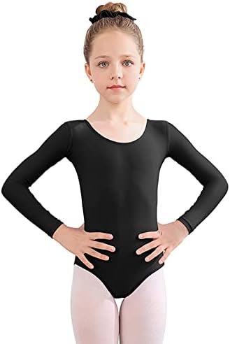 ספירז בנות ארוך שרוול בגד גוף התעמלות ריקוד בגדי גוף לילדים ריקוד מחליפות שחייה עבור 3-12 שנים בנות בני