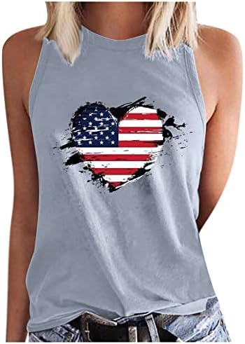 גופיית דגל אמריקאית חמודה לנשים טייז ללא שרוולים קיץ מזדמנים נמר נמר הדפס גרפי פטריוטי חולצות