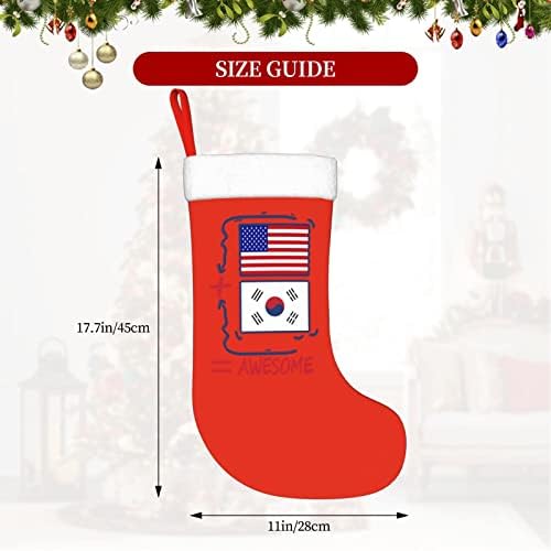 Cutedwarf דגל קוריאני אמריקאי גרב חג המולד קישוטי חג חג המולד קישודים אח תלויים גרב 18 אינץ 'גרביים