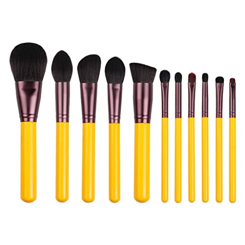 N/A סדרה צהובה 11 יחידות שיער סינטטי מברשות פנים-פנים ועין קוסמטית עט-מלאכותית