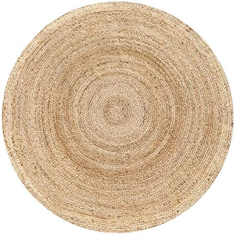שטיח ארוג יד ארוג שטיח קלוע, 4 'עגול - שטיחי אזור טבעיים, הפיכים לסלון, מטבח, 4 מטרים עגולים