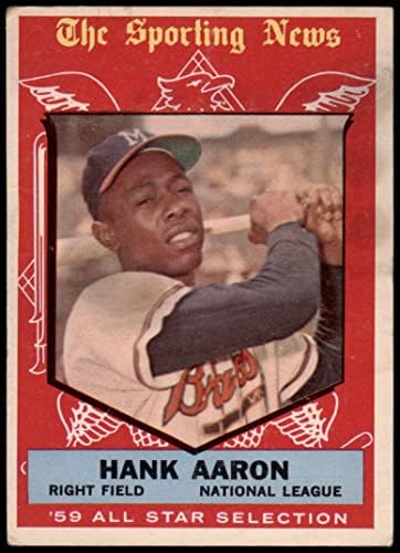 1959 Topps 561 All -Star Hank Aaron Milwaukee Braves Dean's Cards 2 - Braves טובים