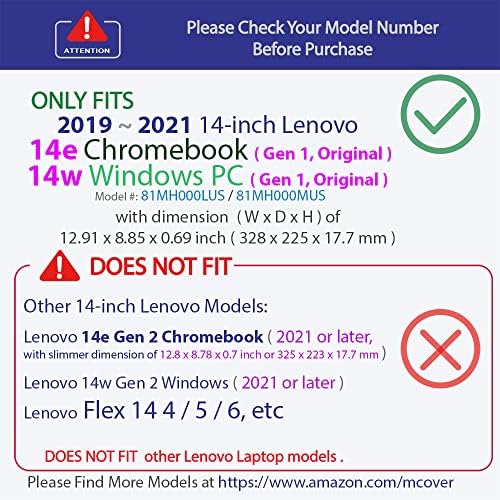 מארז McOver תואם לשנת 2019 ~ 2021 14 Lenovo 14e Chromebook Gen 1 / 14W Windows Gen 1 Series Non-2-in-1