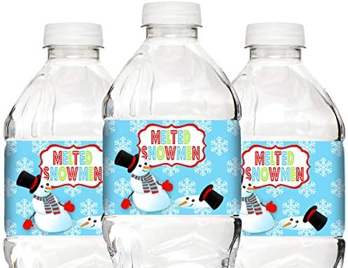 עטיפות בקבוקי שלג - 20 תוויות בקבוקי מים שלג - קישוטים למסיבות שלג - ציוד למסיבות שלג - בקבוק