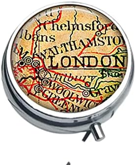 בציר לונדון מפת תכשיטים-לונדון-לונדון מזכרות-לונדון אנגליה-בריטי קומפקטי 3 תא רפואה מקרה, גלולת