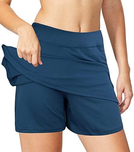 נשים של ספורט למתוח קפלים סקורט טניס חצאיות עם מכנסיים קצרים וכיסים עבור ריצה טניס גולף אימון ספורט