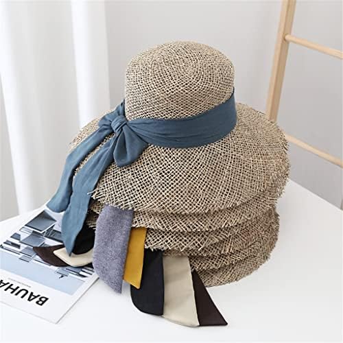 לרכוש נשים אפור ארוג עשב ים מגבעת כובע מזדמן שמש חוף כובעי רחב ברים קיץ כובע יוניסקס קש כובעים
