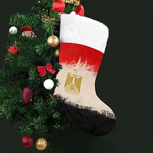 דגל מצרים גרבי גרב גרבי חג המולד עם אח קטיפה תלויים לעיצוב הבית של עץ חג המולד