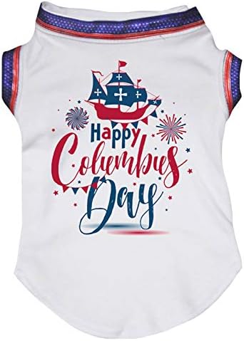 Petitebella Happy Columbus Day זיקוקים חולצת כלבים