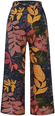 מכנסי בוהו של CHGBMOK מכנסי רגל רחבים שרוך מותניים עם מותניים יוגה היפי ארוכים מכנסיים מקיץ מכנסי