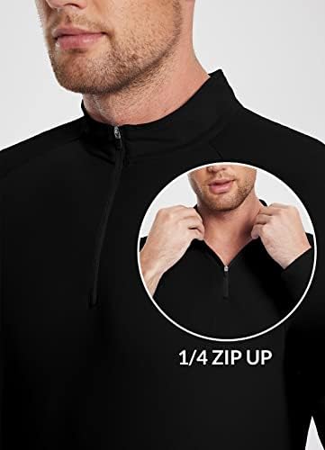 חולצות הגנת שמש של גברים בגברים UV SPF חולצות טריקו 1/4 סוודר רוכסן UPF 50+ שרוול ארוך שומר פריחה גולף