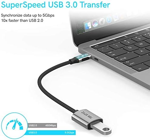 מתאם Tek Styz USB-C USB 3.0 תואם ל- Dell XPS 15 9550 OTG Type-C/PD זכר USB 3.0 ממיר נקבה.