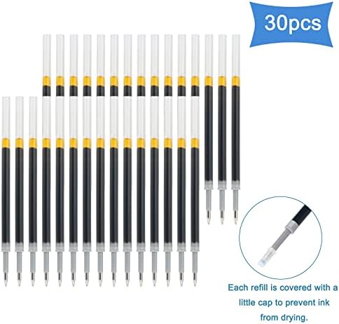 30 יחידות ג 'ל עט מילוי 0.5 ממ שחור דיו החלפה, זנית וקאקו נשלף ג' ל דיו עט רולרבול עט